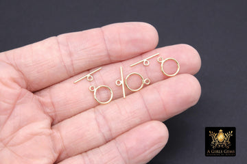 14 K Gold Filled 10 mm Toggle Clasp, Round Ring with Toggle Bar Connectors